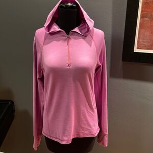 Club Ride light raspberry stretch knit lightweight 1/4 zip hoodie. XS.
